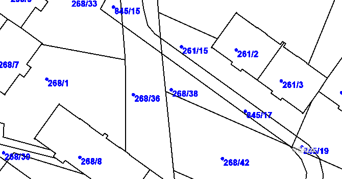 Parcela st. 268/38 v KÚ Klokoty, Katastrální mapa