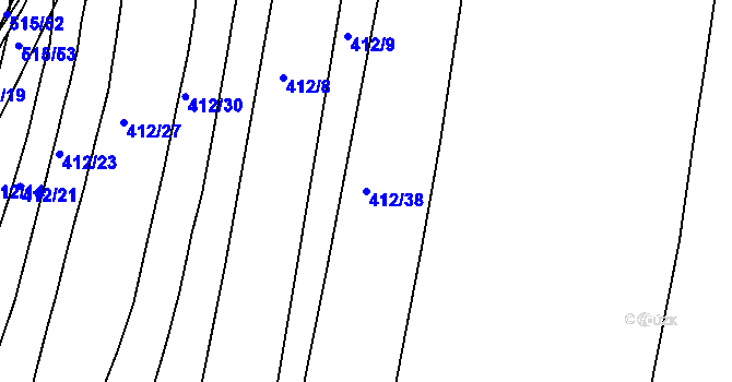 Parcela st. 412/38 v KÚ Klokoty, Katastrální mapa