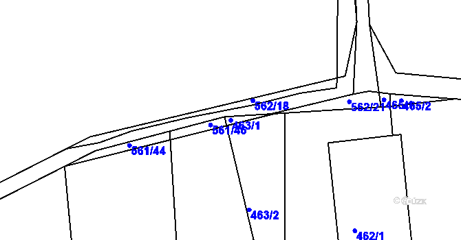 Parcela st. 463/1 v KÚ Klokoty, Katastrální mapa