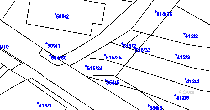 Parcela st. 515/35 v KÚ Klokoty, Katastrální mapa