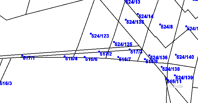 Parcela st. 517/2 v KÚ Klokoty, Katastrální mapa