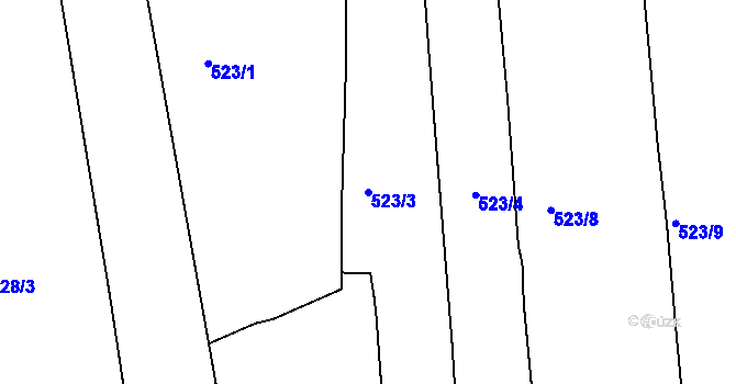 Parcela st. 523/3 v KÚ Klokoty, Katastrální mapa