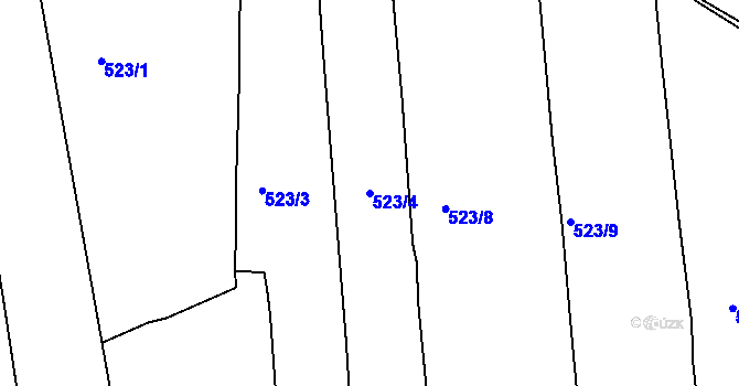 Parcela st. 523/4 v KÚ Klokoty, Katastrální mapa