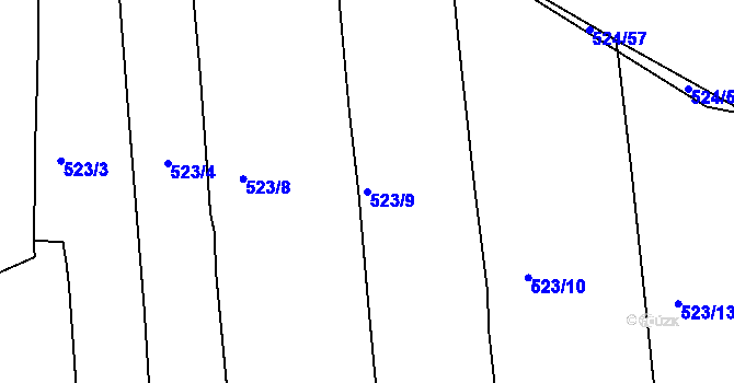 Parcela st. 523/9 v KÚ Klokoty, Katastrální mapa