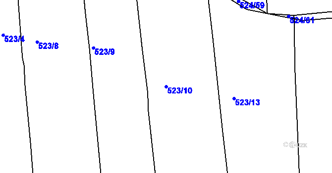 Parcela st. 523/10 v KÚ Klokoty, Katastrální mapa