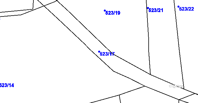 Parcela st. 523/17 v KÚ Klokoty, Katastrální mapa