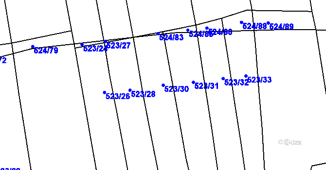 Parcela st. 523/30 v KÚ Klokoty, Katastrální mapa