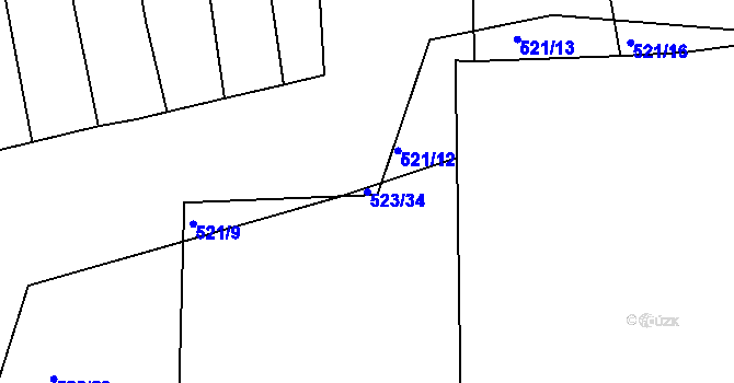 Parcela st. 523/34 v KÚ Klokoty, Katastrální mapa