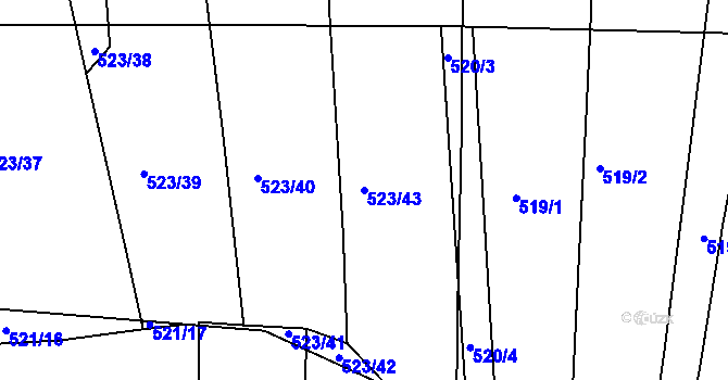 Parcela st. 523/43 v KÚ Klokoty, Katastrální mapa