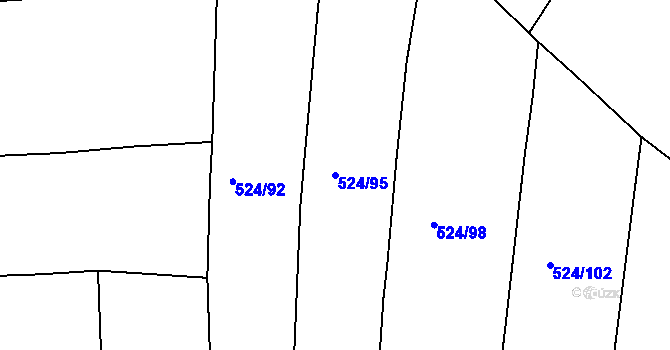 Parcela st. 524/95 v KÚ Klokoty, Katastrální mapa