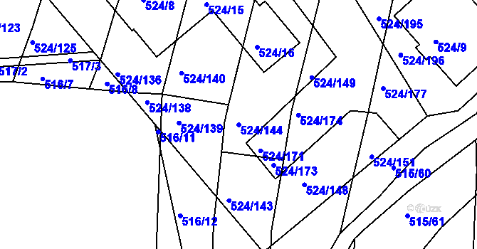 Parcela st. 524/144 v KÚ Klokoty, Katastrální mapa