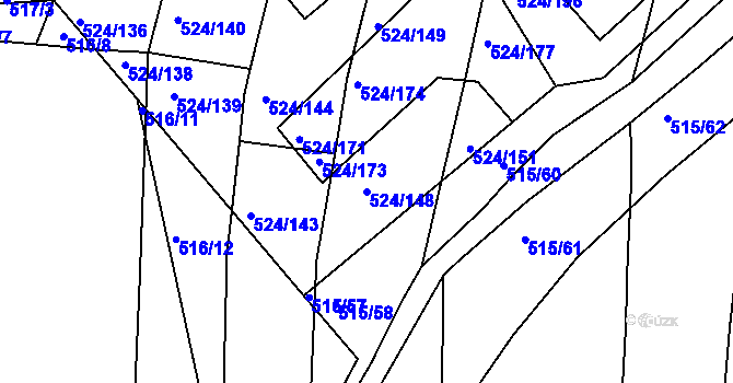 Parcela st. 524/148 v KÚ Klokoty, Katastrální mapa