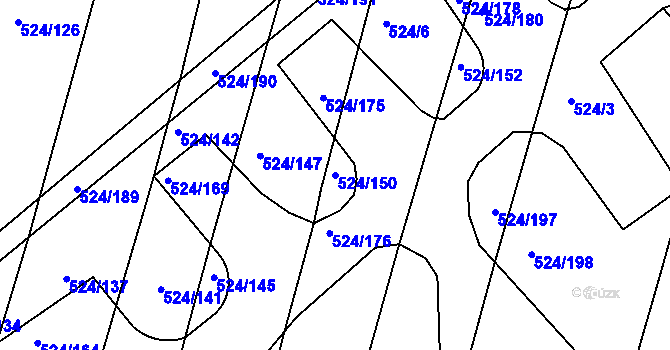 Parcela st. 524/150 v KÚ Klokoty, Katastrální mapa