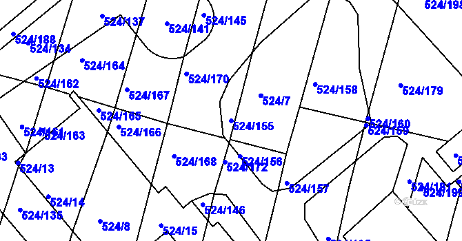 Parcela st. 524/155 v KÚ Klokoty, Katastrální mapa