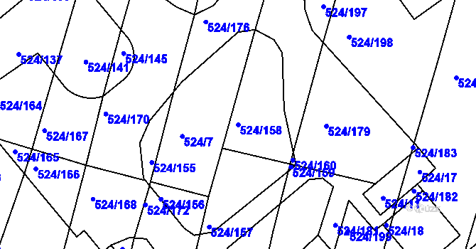 Parcela st. 524/158 v KÚ Klokoty, Katastrální mapa