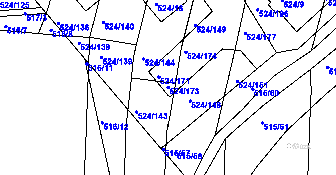 Parcela st. 524/173 v KÚ Klokoty, Katastrální mapa