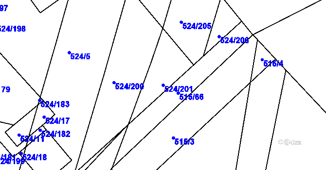 Parcela st. 524/201 v KÚ Klokoty, Katastrální mapa