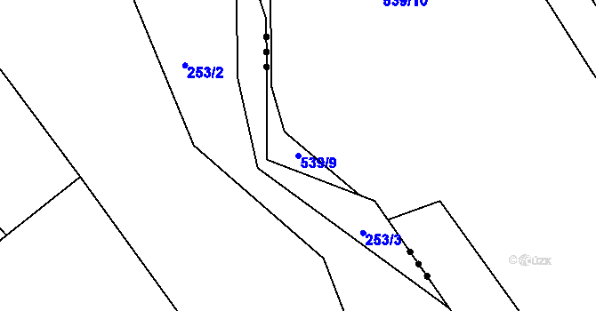 Parcela st. 539/9 v KÚ Klokoty, Katastrální mapa