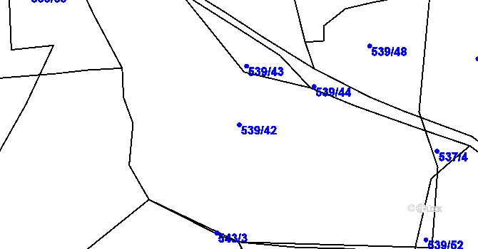 Parcela st. 539/42 v KÚ Klokoty, Katastrální mapa