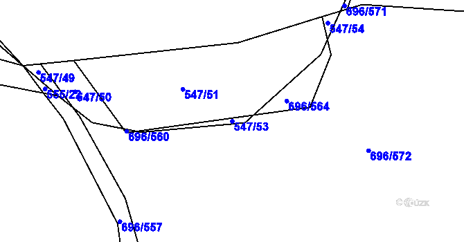 Parcela st. 547/53 v KÚ Klokoty, Katastrální mapa
