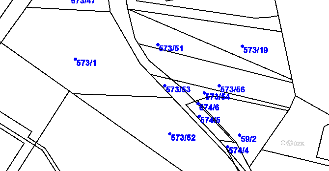 Parcela st. 573/53 v KÚ Klokoty, Katastrální mapa