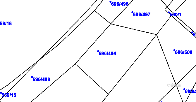 Parcela st. 696/494 v KÚ Klokoty, Katastrální mapa