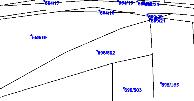 Parcela st. 696/502 v KÚ Klokoty, Katastrální mapa