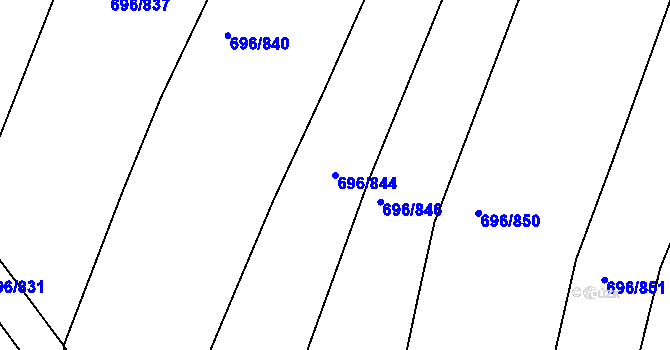 Parcela st. 696/844 v KÚ Klokoty, Katastrální mapa