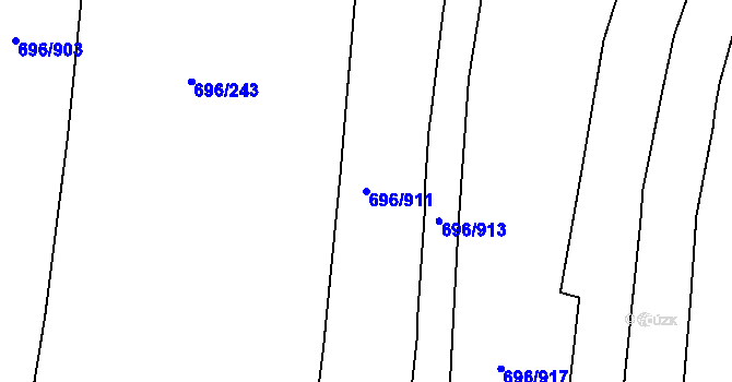 Parcela st. 696/911 v KÚ Klokoty, Katastrální mapa
