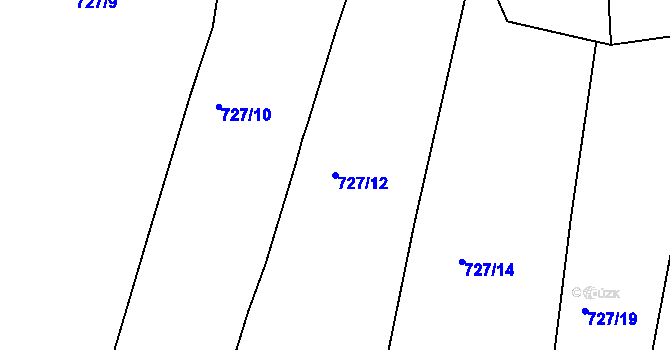 Parcela st. 727/12 v KÚ Klokoty, Katastrální mapa