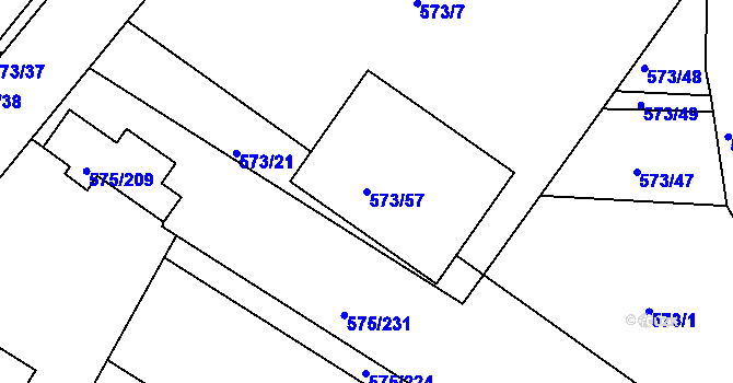 Parcela st. 573/57 v KÚ Klokoty, Katastrální mapa