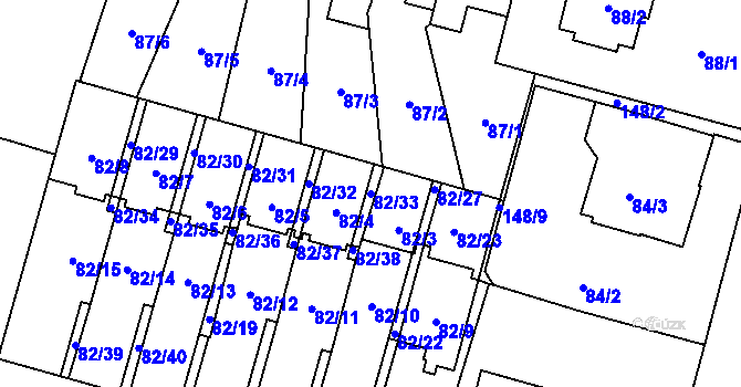Parcela st. 82/33 v KÚ Klokoty, Katastrální mapa