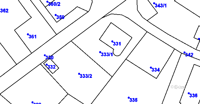 Parcela st. 333/1 v KÚ Klokoty, Katastrální mapa