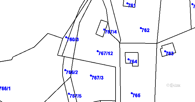 Parcela st. 767/12 v KÚ Klokoty, Katastrální mapa