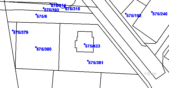 Parcela st. 575/423 v KÚ Klokoty, Katastrální mapa