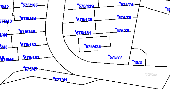 Parcela st. 575/424 v KÚ Klokoty, Katastrální mapa