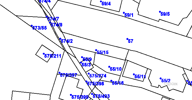 Parcela st. 55/15 v KÚ Klokoty, Katastrální mapa