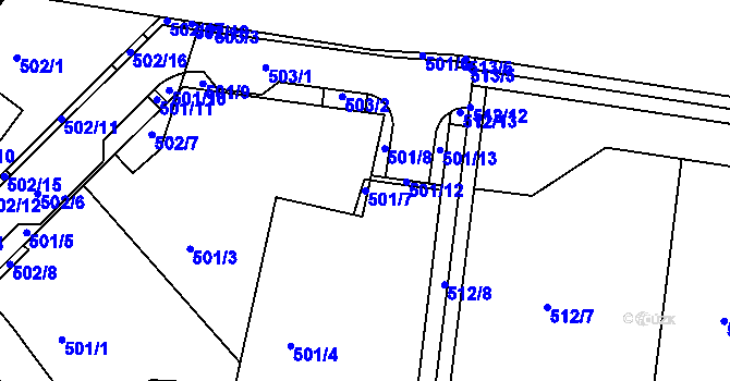 Parcela st. 501/7 v KÚ Klokoty, Katastrální mapa