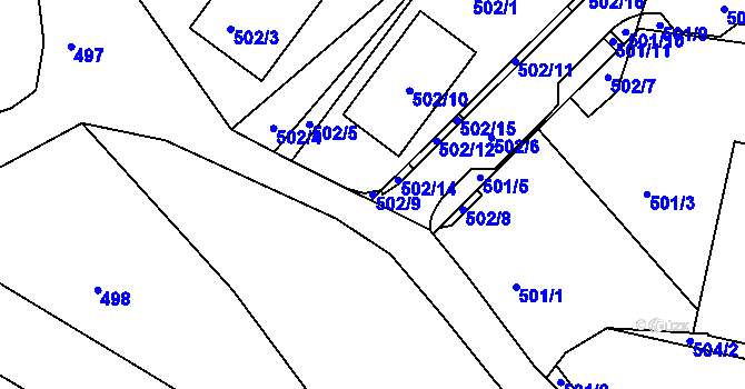 Parcela st. 502/9 v KÚ Klokoty, Katastrální mapa