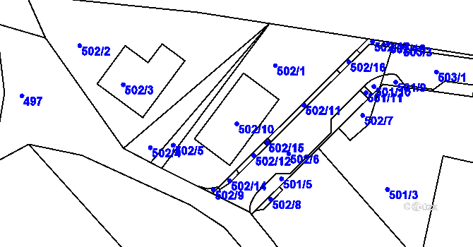 Parcela st. 502/10 v KÚ Klokoty, Katastrální mapa