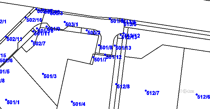 Parcela st. 501/12 v KÚ Klokoty, Katastrální mapa