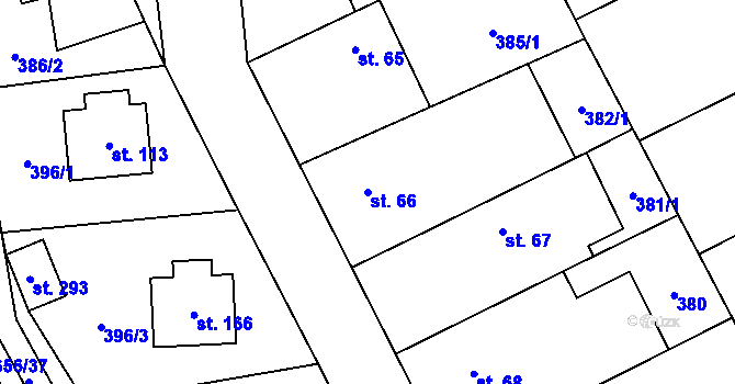 Parcela st. 66 v KÚ Klopina, Katastrální mapa