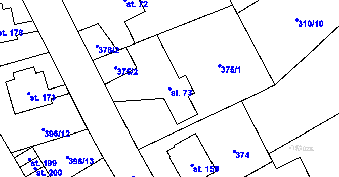 Parcela st. 73 v KÚ Klopina, Katastrální mapa