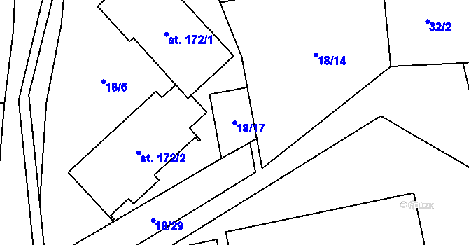 Parcela st. 18/17 v KÚ Klopina, Katastrální mapa