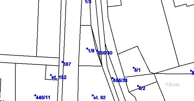 Parcela st. 656/30 v KÚ Klopina, Katastrální mapa