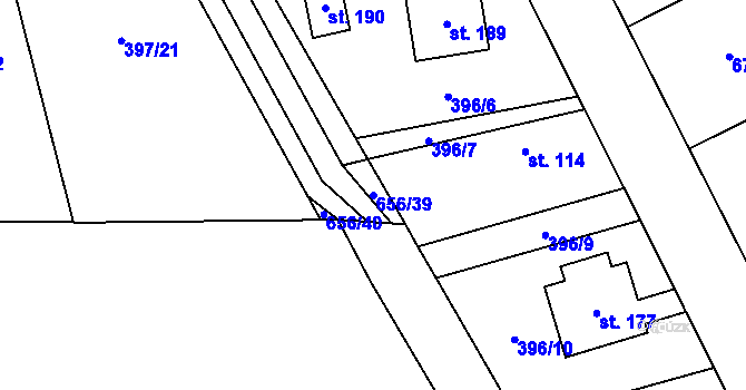 Parcela st. 656/39 v KÚ Klopina, Katastrální mapa