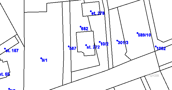Parcela st. 272 v KÚ Klopina, Katastrální mapa