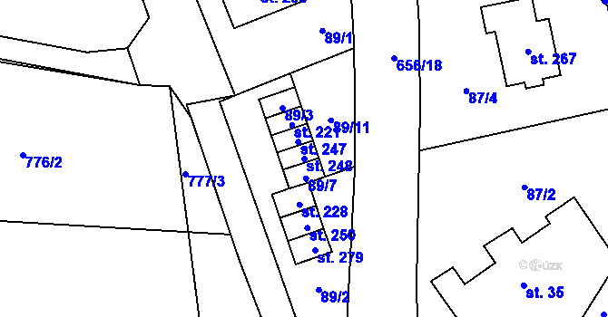 Parcela st. 248 v KÚ Klopina, Katastrální mapa