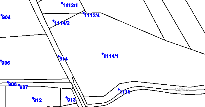 Parcela st. 1114/1 v KÚ Klopina, Katastrální mapa