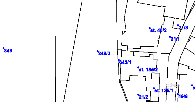 Parcela st. 849/3 v KÚ Klopina, Katastrální mapa